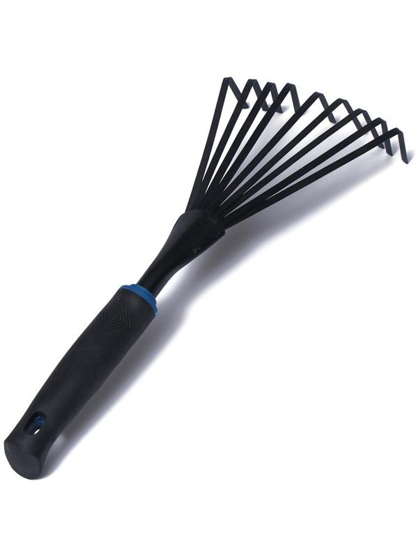 Грабли веерные, пластинчатые, длина 38 см, 9 зубцов, металл, пластиковая ручка