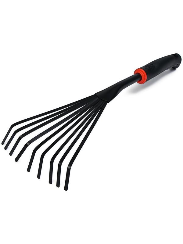 Грабли веерные, пластинчатые, длина 38 см, 9 зубцов, металл, пластиковая ручка