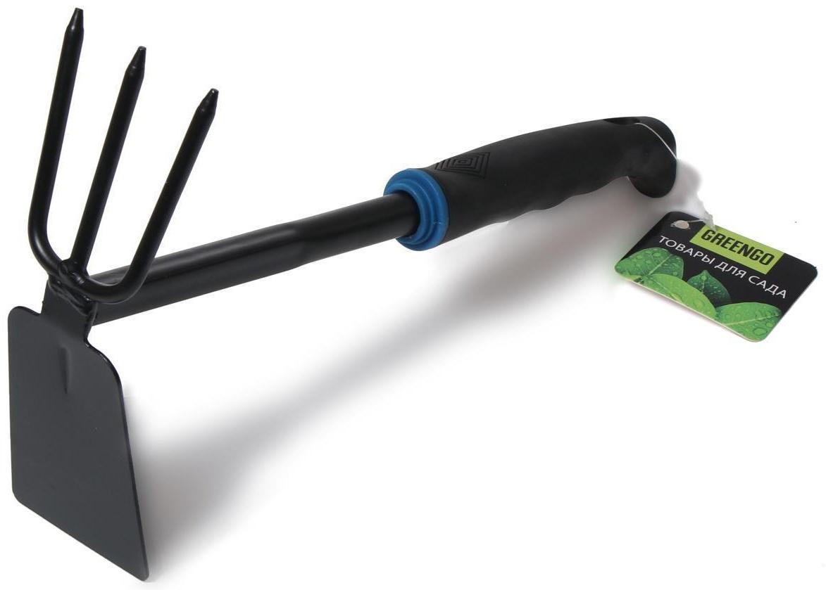 Мотыжка комбинированная, длина 30 см, 3 зубца, пластиковая ручка