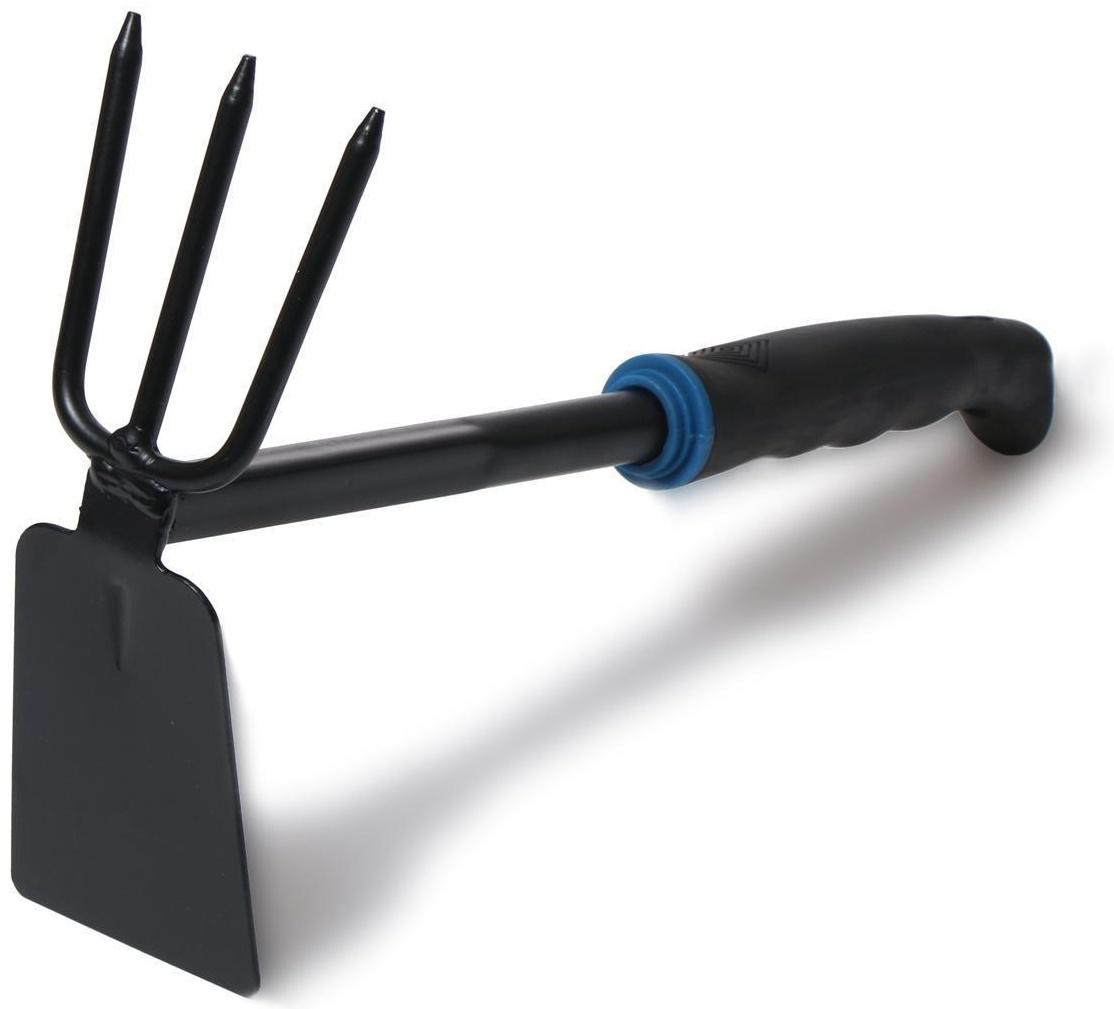 Мотыжка комбинированная, длина 30 см, 3 зубца, пластиковая ручка