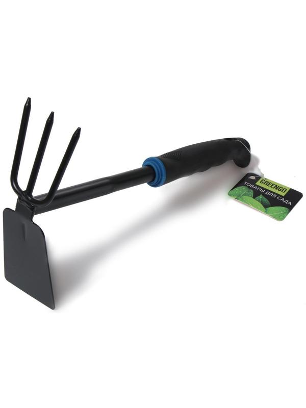 Мотыжка комбинированная, длина 30 см, 3 зубца, пластиковая ручка