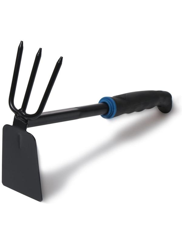 Мотыжка комбинированная, длина 30 см, 3 зубца, пластиковая ручка