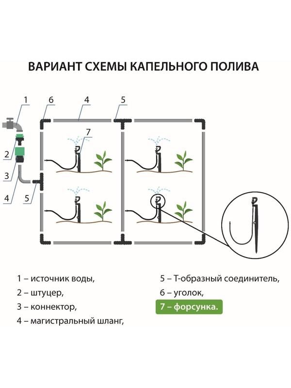 Форсунка-ороситель разбрызгивающая для капельного полива, h = 56 см, с пикой, пластик