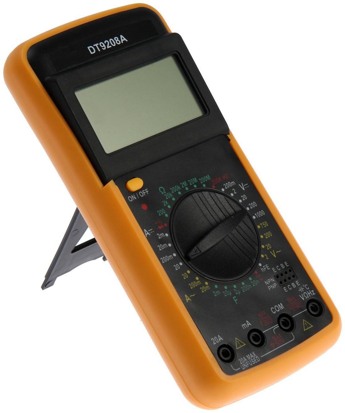 Мультиметр ТУНДРА DT-9208А, ACV/DCV, ACA/DCA, 200-200MΩ, 20nF-200mF, 40-400 °C, 200 kHz