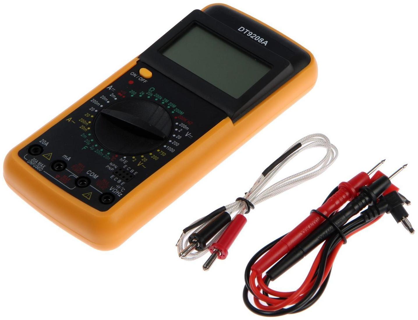 Мультиметр ТУНДРА DT-9208А, ACV/DCV, ACA/DCA, 200-200MΩ, 20nF-200mF, 40-400 °C, 200 kHz