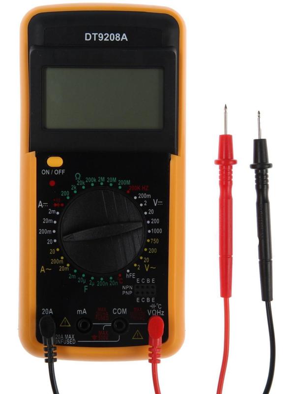 Мультиметр ТУНДРА DT-9208А, ACV/DCV, ACA/DCA, 200-200MΩ, 20nF-200mF, 40-400 °C, 200 kHz