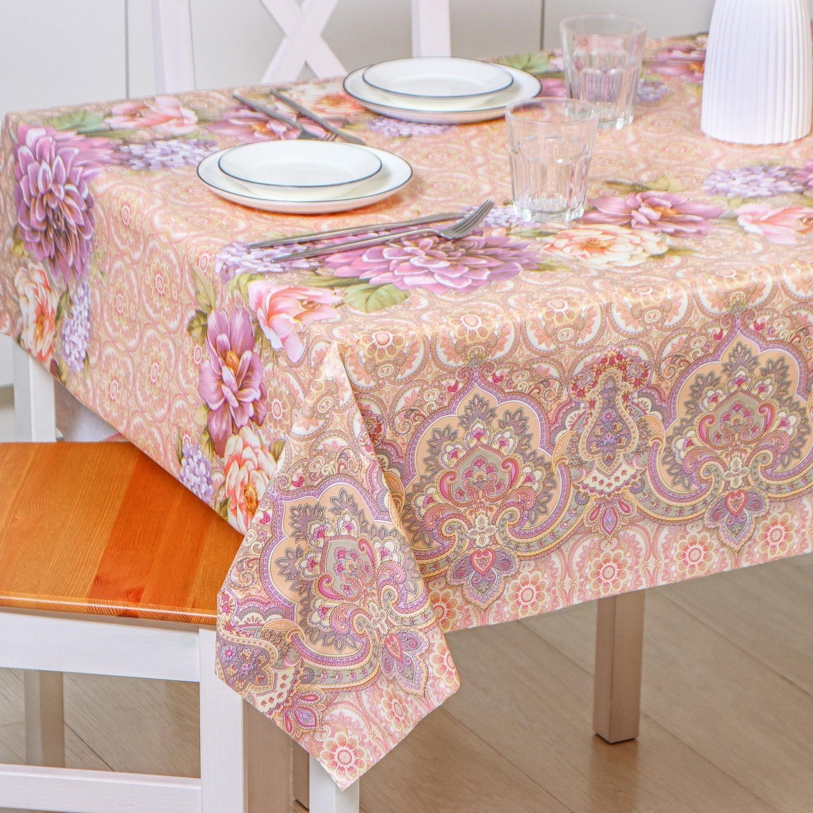 Клеёнка столовая на нетканой основе, ширина 137 см, толщина 0,08 мм, рулон 20 м