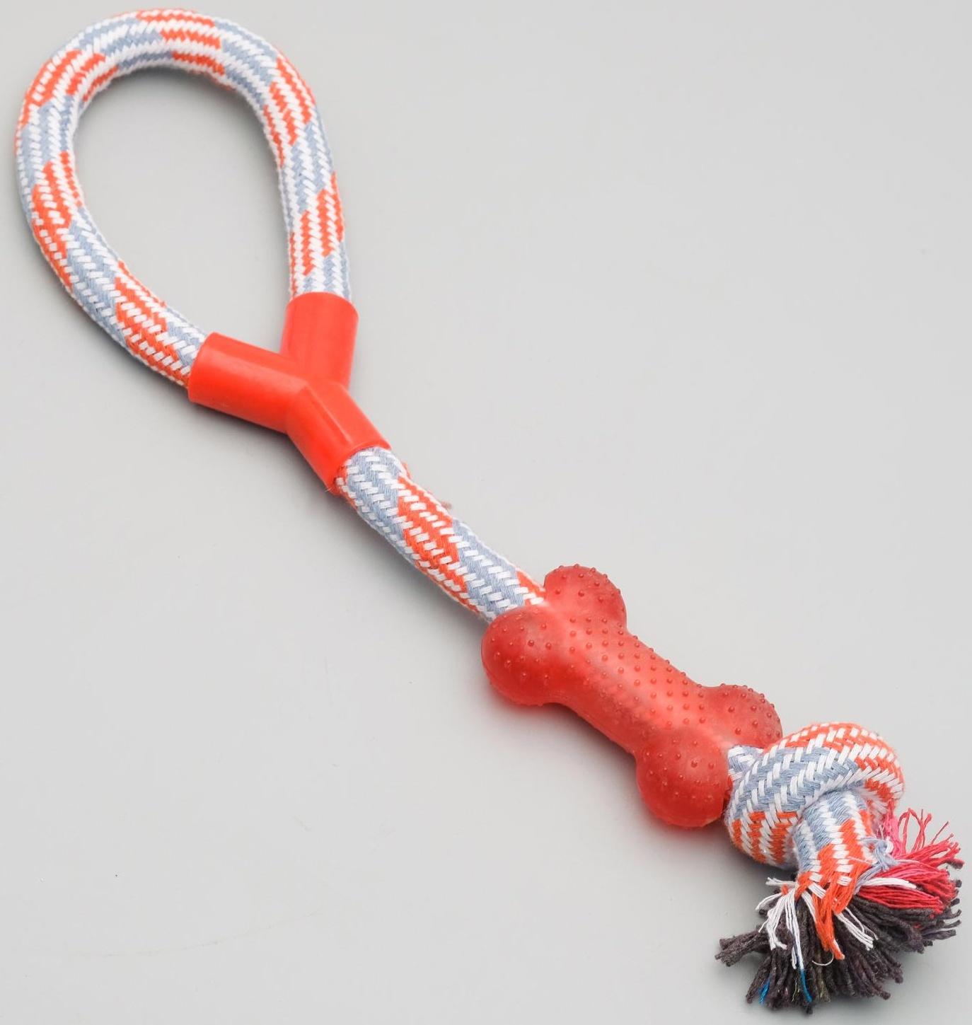 Игрушка тренировочная канатная с косточкой, 120 г, до 40 см, микс цветов