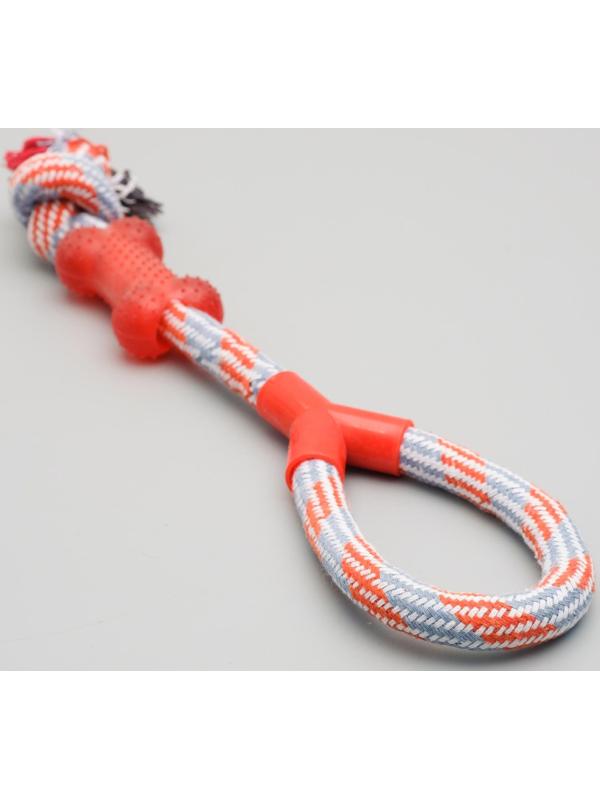 Игрушка тренировочная канатная с косточкой, 120 г, до 40 см, микс цветов
