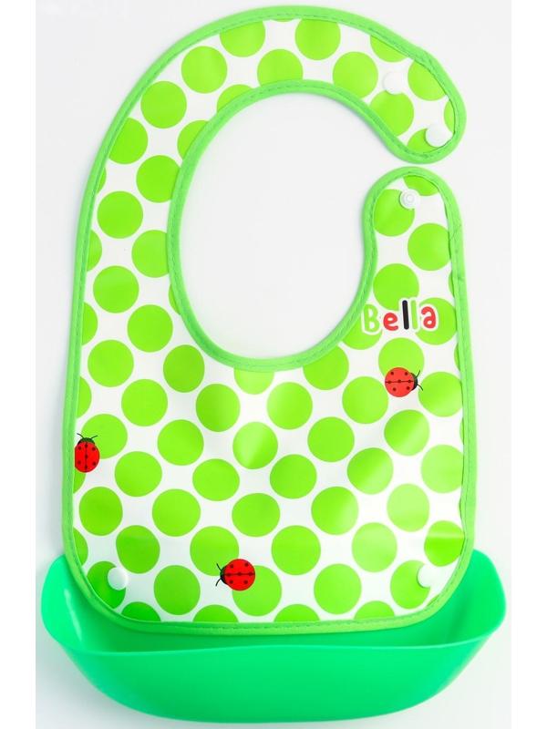 Нагрудник для кормления непромокаемый на кнопке, с супер-карманом, МИКС