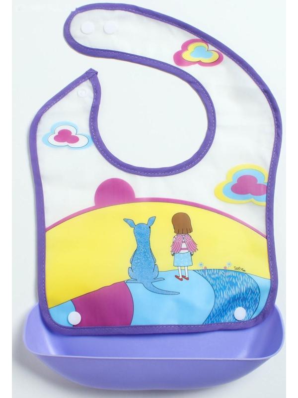 Нагрудник для кормления непромокаемый на кнопке, с супер-карманом, МИКС