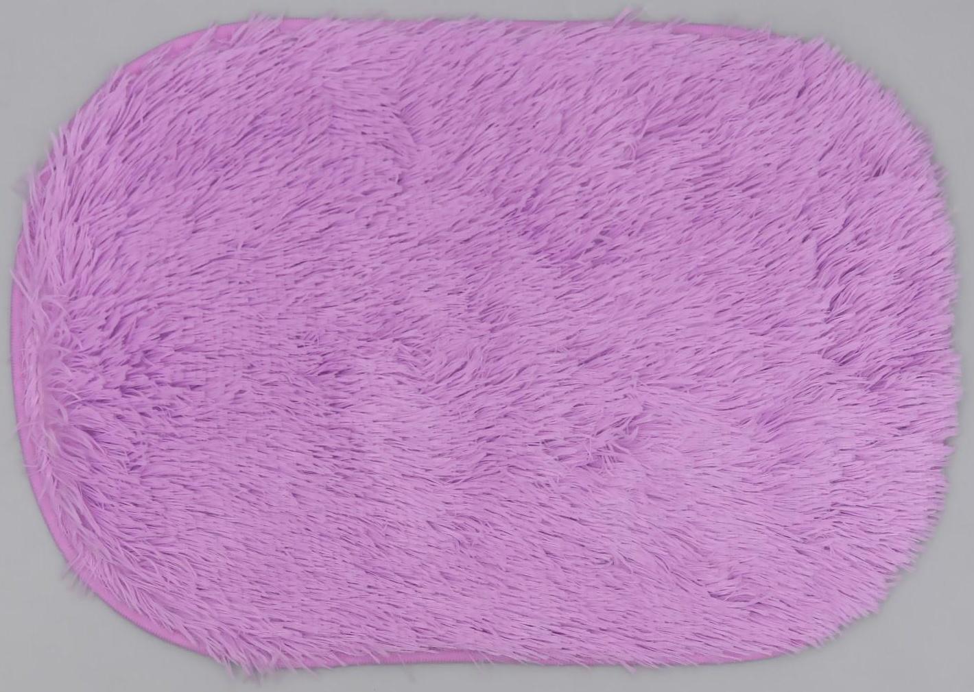 Коврик для ванной овальный Доляна «Пушистик», 40×60 см, цвет сиреневый