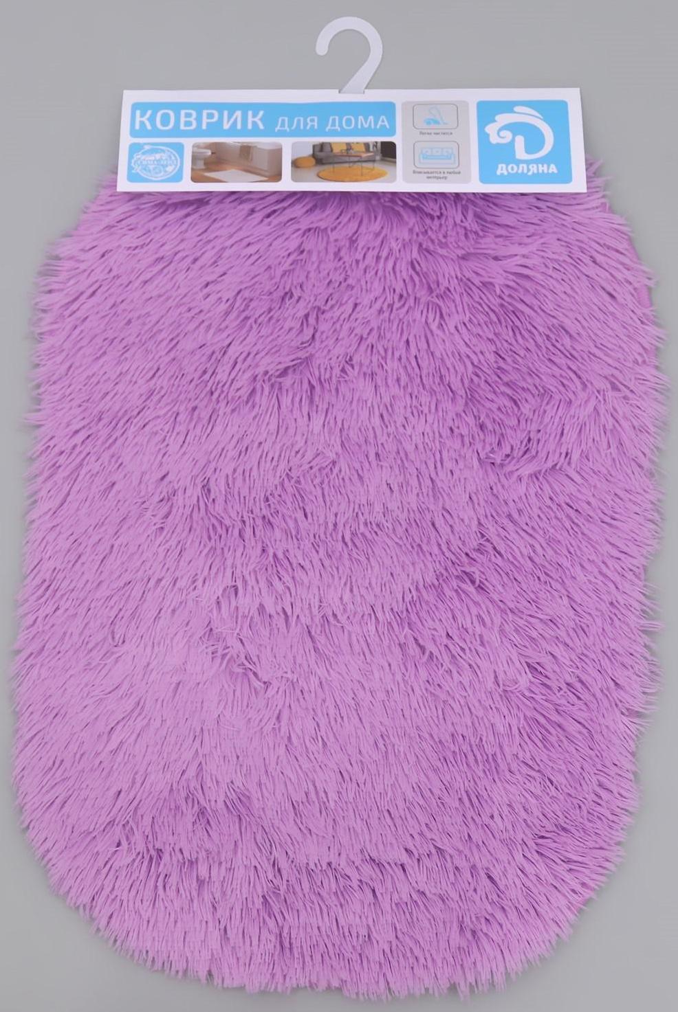 Коврик для ванной овальный Доляна «Пушистик», 40×60 см, цвет сиреневый
