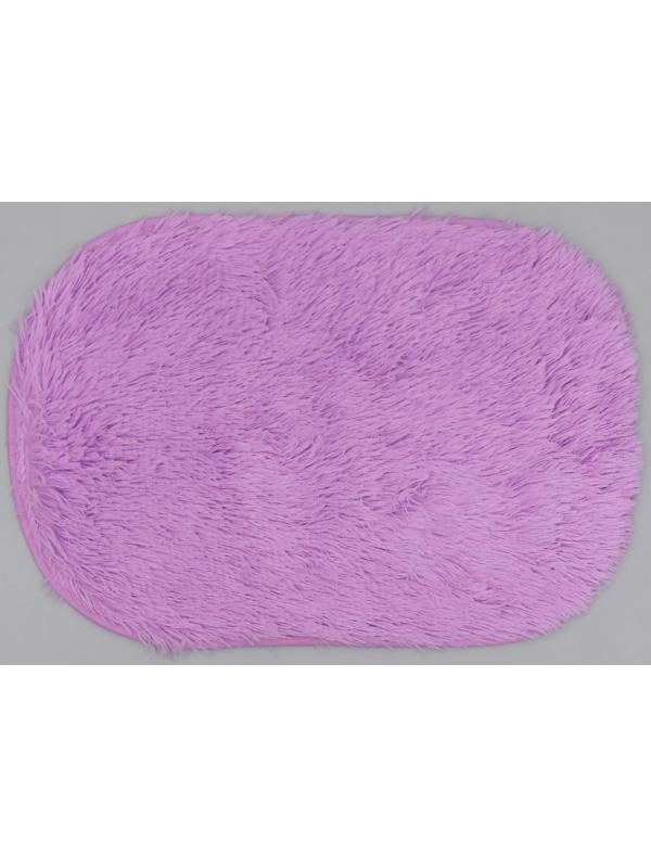 Коврик для ванной овальный Доляна «Пушистик», 40×60 см, цвет сиреневый