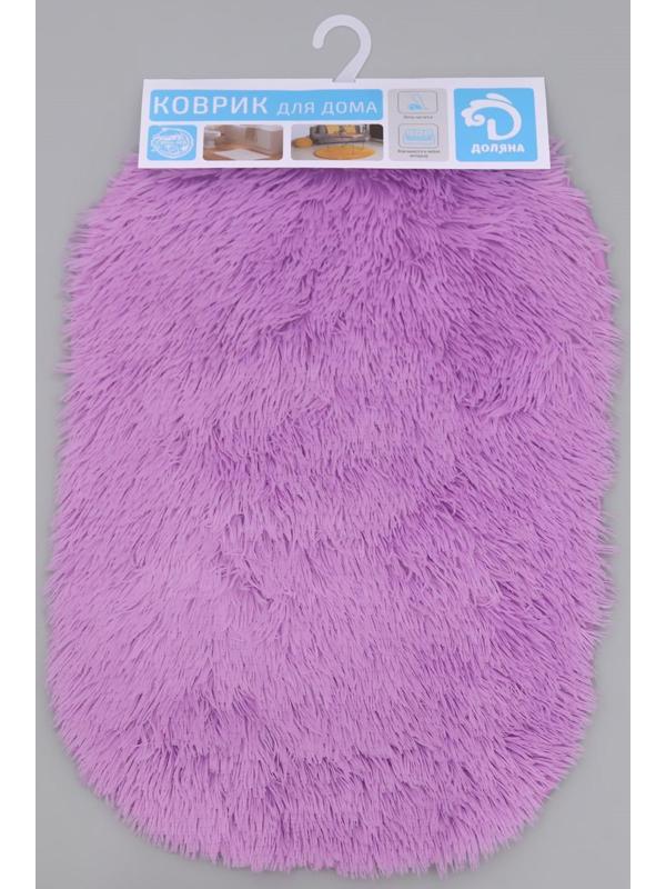 Коврик для ванной овальный Доляна «Пушистик», 40×60 см, цвет сиреневый