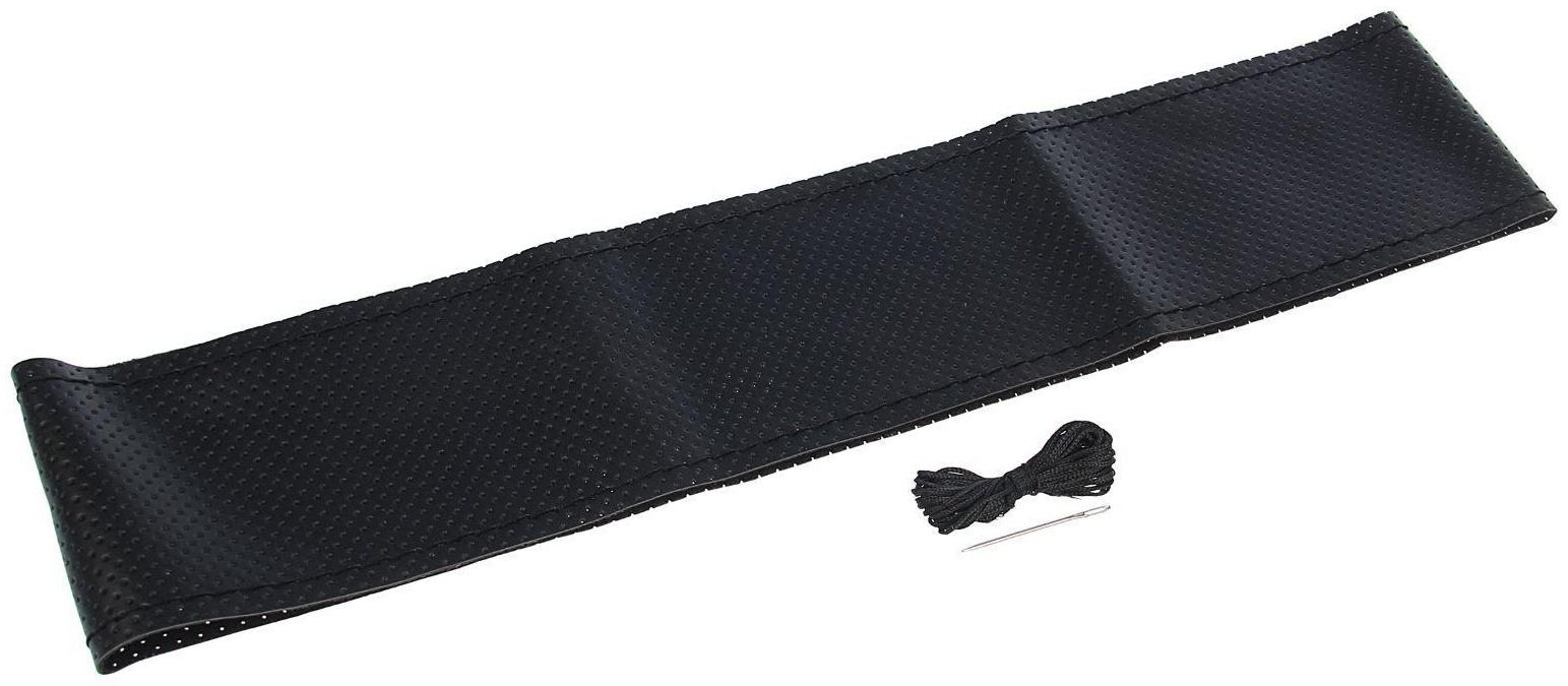 Сшивной чехол TORSO на руль 38 см, перфорация, искусственная кожа, черный