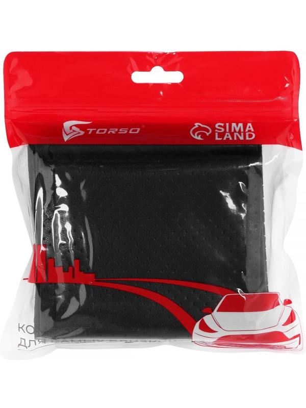 Сшивной чехол TORSO на руль 38 см, перфорация, искусственная кожа, черный