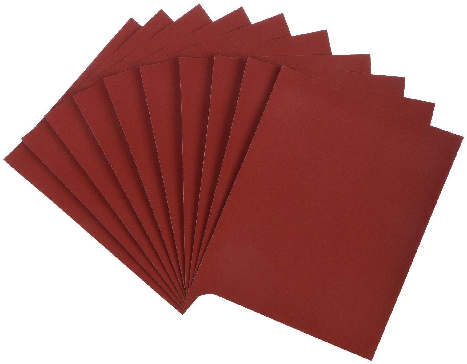 Шкурка шлифовальная в листах ЛОМ, на бумажной основе водостойкая, 230 х 280, Р240, 10 шт.