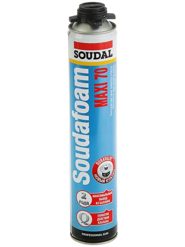Пена монтажная Soudal Soudafoam Maxi 70, пистолетная, летняя, до 70 л, 870 мл