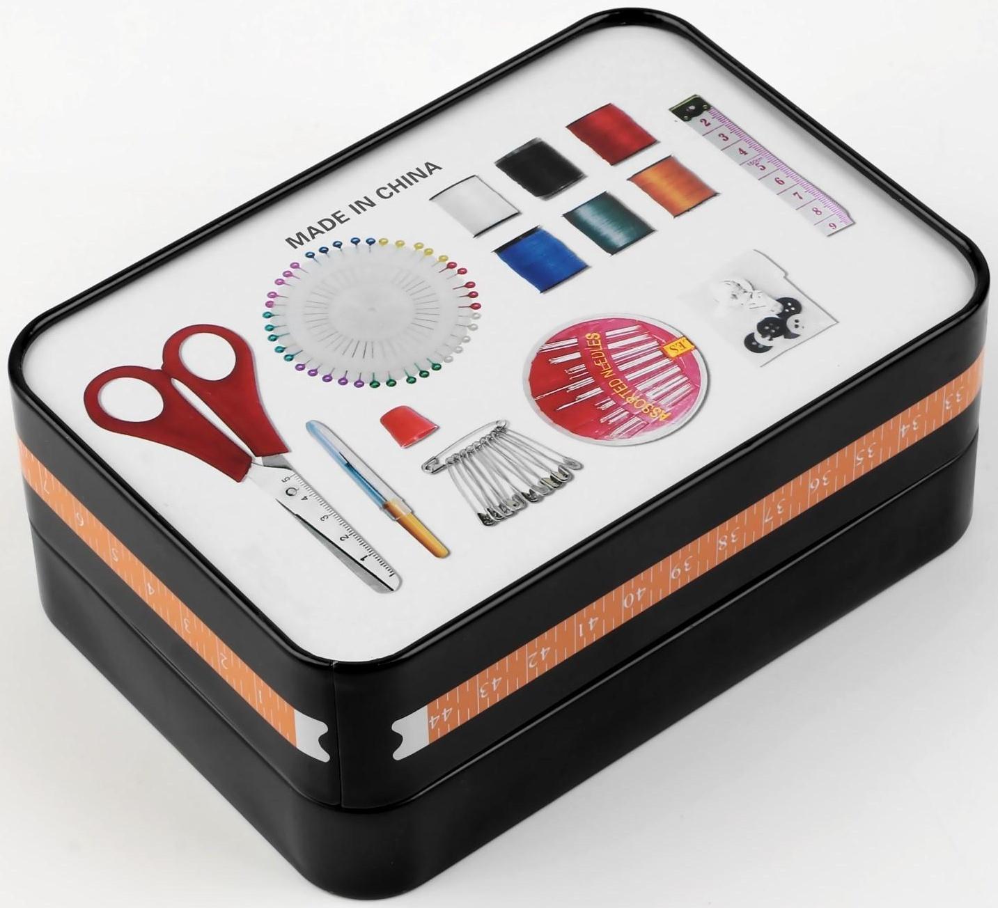 Набор для шитья, 86 предметов, в металлической коробке, 14,5 × 10 см
