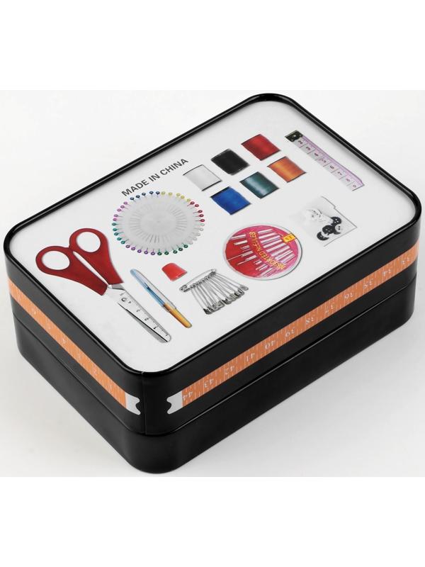 Набор для шитья, 86 предметов, в металлической коробке, 14,5 × 10 см