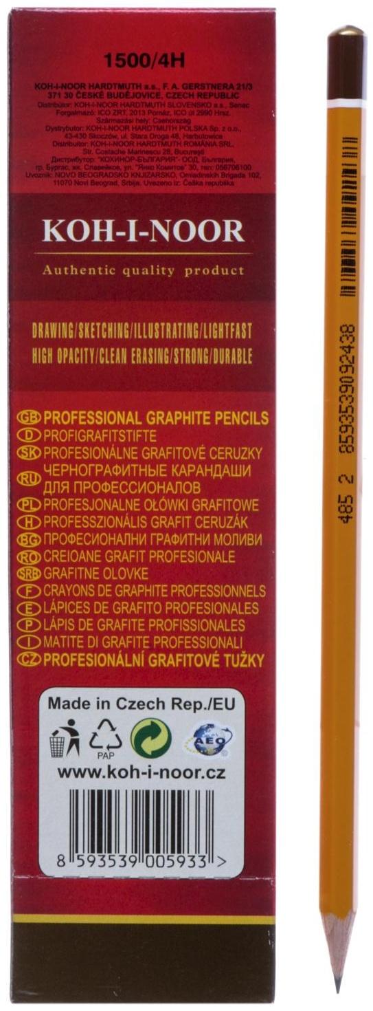 Карандаш чернографитный Koh-I-Noor 1500 4H, профессиональный