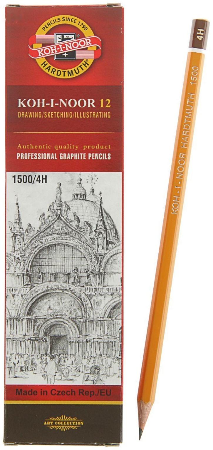 Карандаш чернографитный Koh-I-Noor 1500 4H, профессиональный