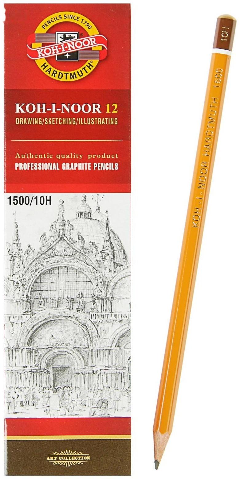 Карандаш чернографитный 2.0 мм, Koh-I-Noor 1500 10H, профессиональный, L=175 мм