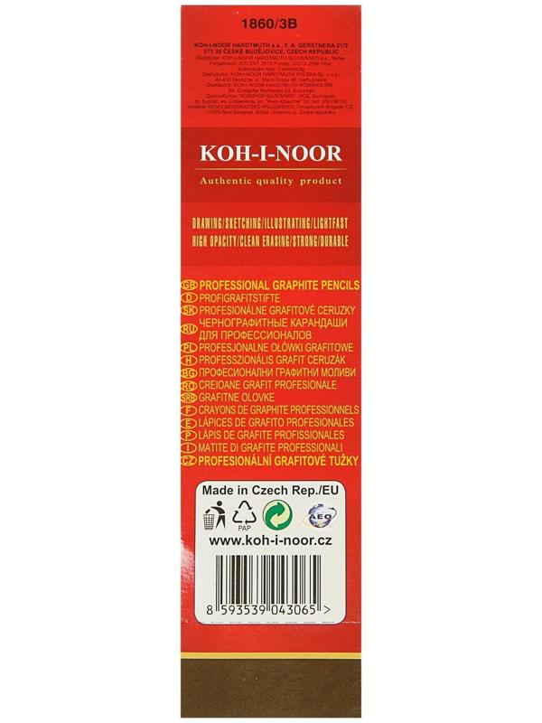 Карандаш чернографитный Koh-I-Noor 1860 3B Gold Star, профессиональный