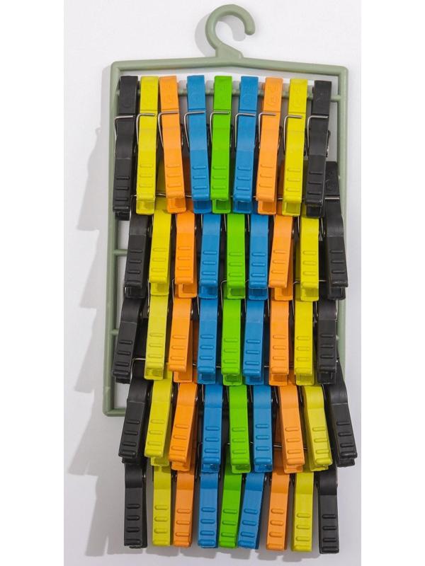 Прищепки бельевые на подвеске «Кубаночка», 8 см, 45 шт, цвет МИКС