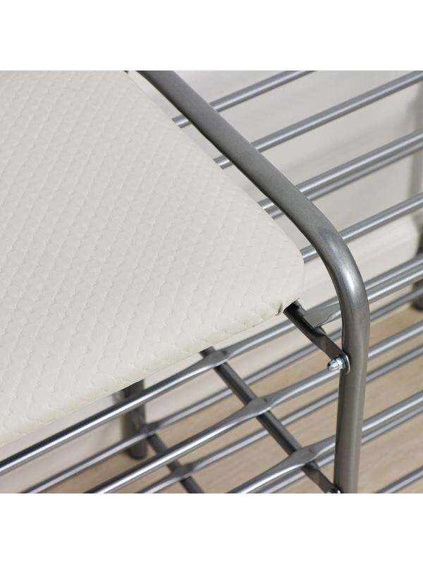 Этажерка для обуви с сиденьем и ящиком «Люкс», 3 яруса, 79×33×50 см, цвет серый