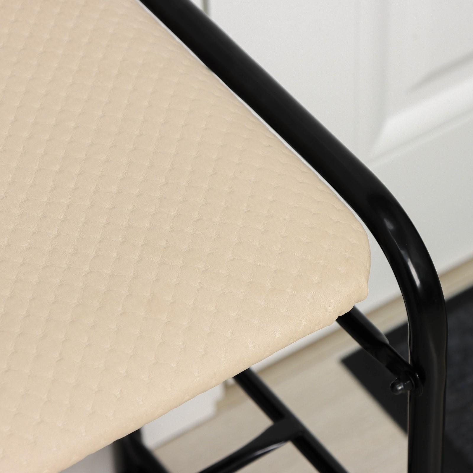 Этажерка для обуви с сиденьем и ящиком «Люкс», 3 яруса, 79×33×50 см, цвет слоновая кость/чёрный