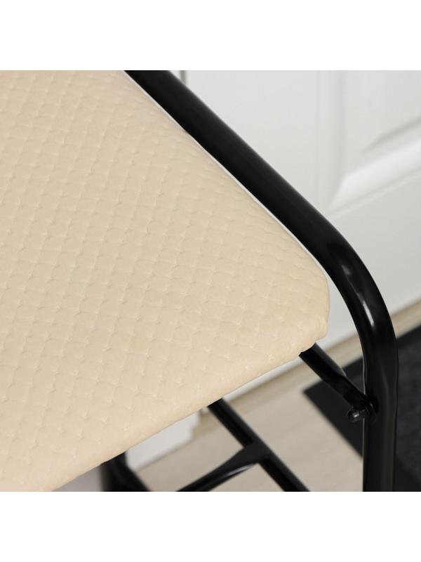 Этажерка для обуви с сиденьем и ящиком «Люкс», 3 яруса, 79×33×50 см, цвет слоновая кость/чёрный