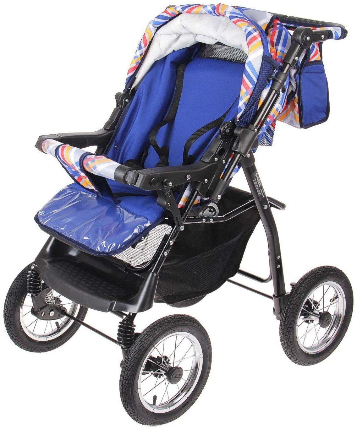 Коляска-трансформер «Гном», надувные колёса, оттенки синего, рисунок МИКС