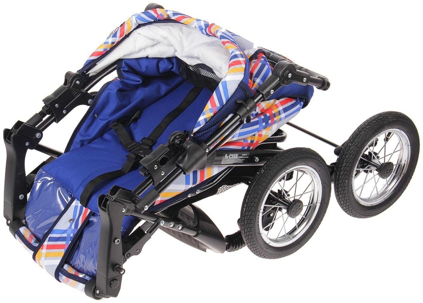 Коляска-трансформер «Гном», надувные колёса, оттенки синего, рисунок МИКС