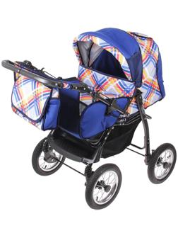 Коляска-трансформер «Гном», надувные колёса, оттенки синего, рисунок МИКС