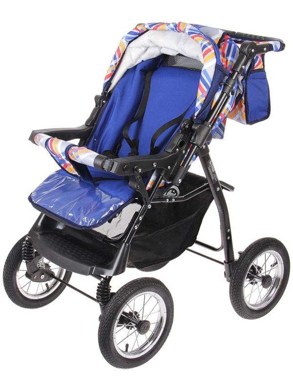 Коляска-трансформер «Гном», надувные колёса, оттенки синего, рисунок МИКС