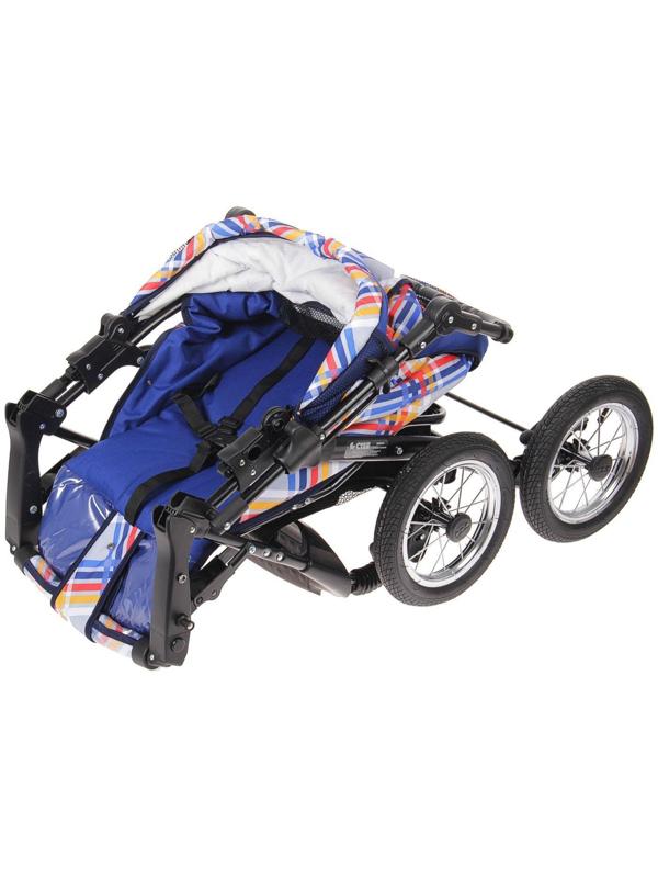 Коляска-трансформер «Гном», надувные колёса, оттенки синего, рисунок МИКС
