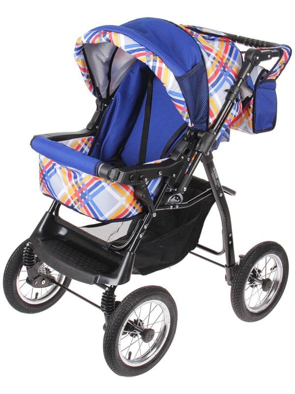 Коляска-трансформер «Гном», надувные колёса, оттенки синего, рисунок МИКС