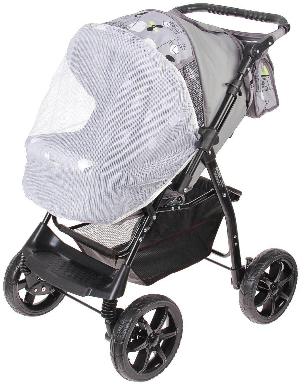 Коляска-трансформер «Гном», пластиковые колёса, цвет серый, рисунок МИКС