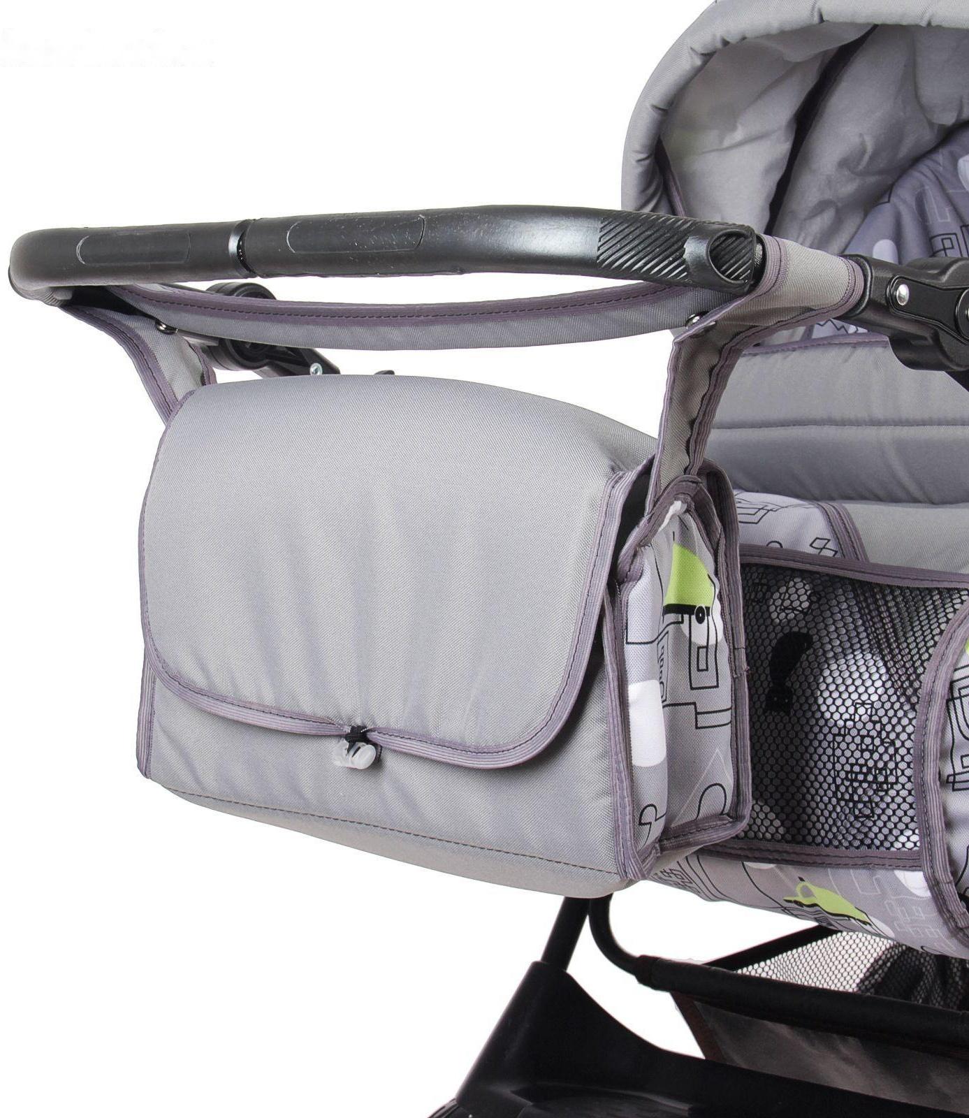 Коляска-трансформер «Гном», пластиковые колёса, цвет серый, рисунок МИКС