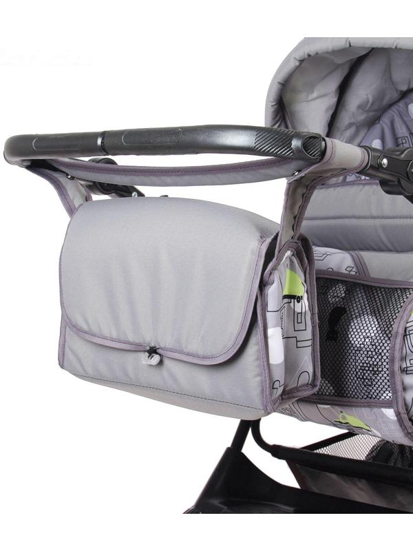 Коляска-трансформер «Гном», пластиковые колёса, цвет серый, рисунок МИКС