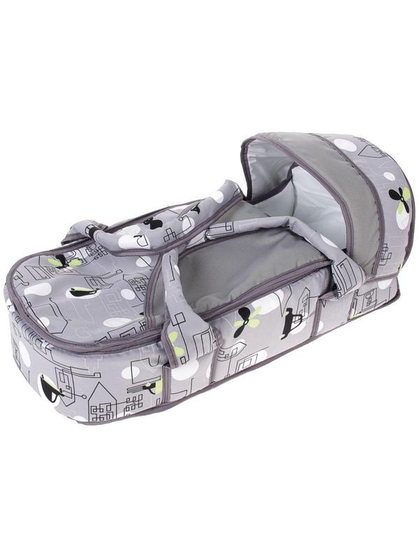 Коляска-трансформер «Гном», пластиковые колёса, цвет серый, рисунок МИКС