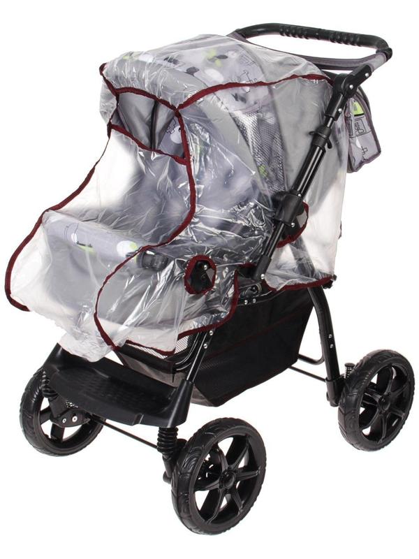 Коляска-трансформер «Гном», пластиковые колёса, цвет серый, рисунок МИКС