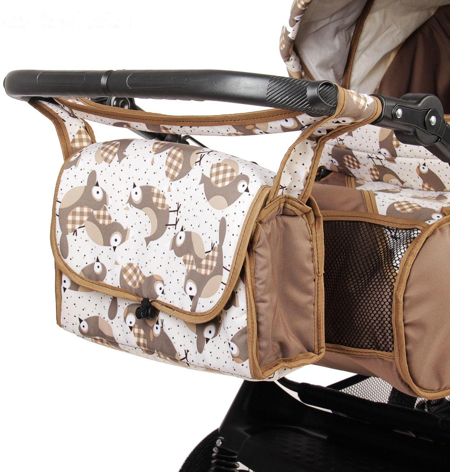 Коляска-трансформер «Гном», надувные колёса, оттенки коричневого, рисунок МИКС