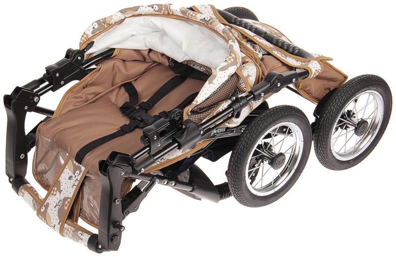 Коляска-трансформер «Гном», надувные колёса, оттенки коричневого, рисунок МИКС