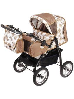 Коляска-трансформер «Гном», надувные колёса, оттенки коричневого, рисунок МИКС