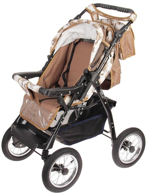 Коляска-трансформер «Гном», надувные колёса, оттенки коричневого, рисунок МИКС
