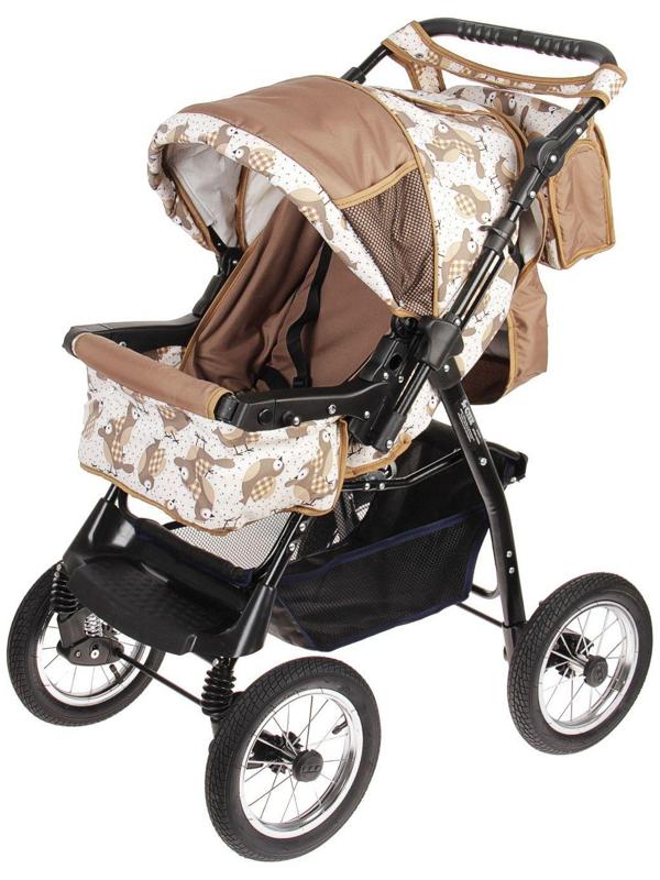 Коляска-трансформер «Гном», надувные колёса, оттенки коричневого, рисунок МИКС