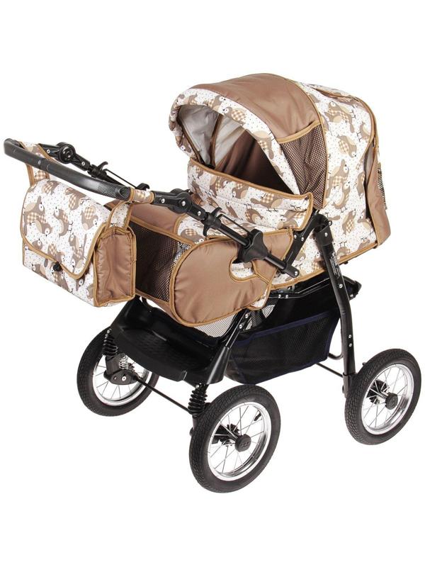 Коляска-трансформер «Гном», надувные колёса, оттенки коричневого, рисунок МИКС
